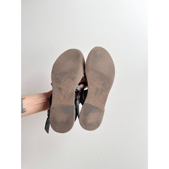 MADEWELL Boardwalk Black Leather Multi-Strap Slingback Sandals, Size 6 - Picture 9 of 11